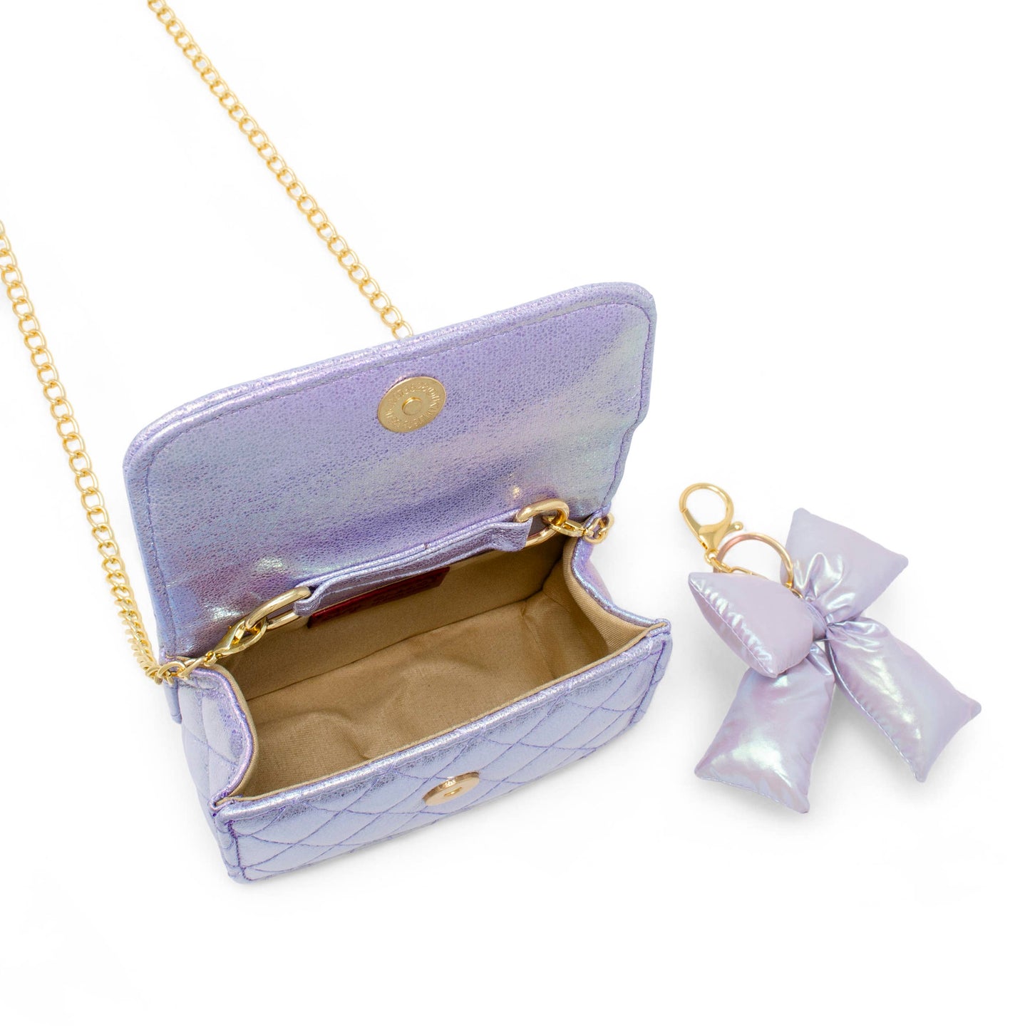 Shiny Quilted Fluffy Bow Handbag