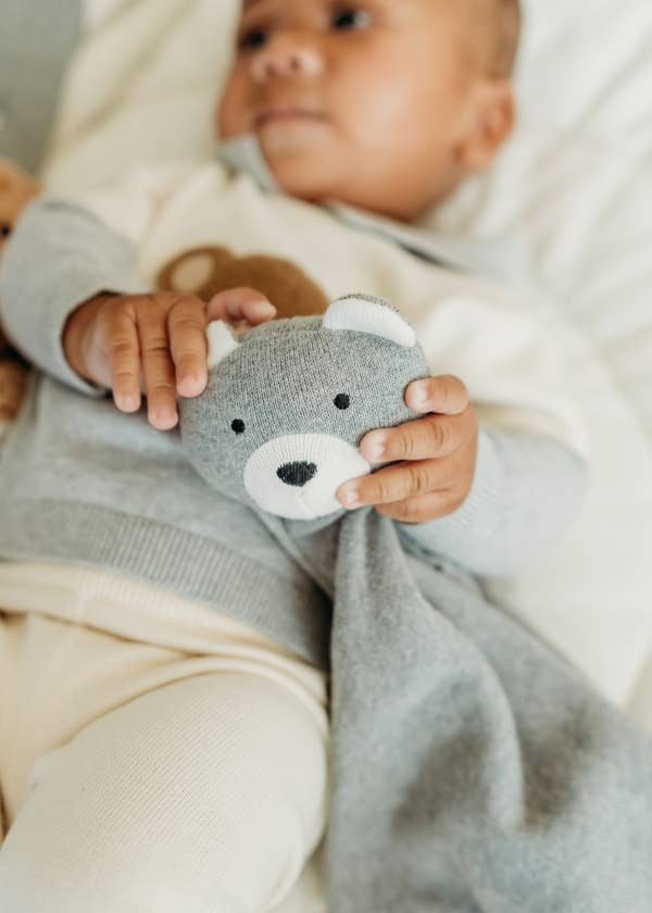 Bear - Organic Baby Lovey Security Blanket Cuddle Cloth
