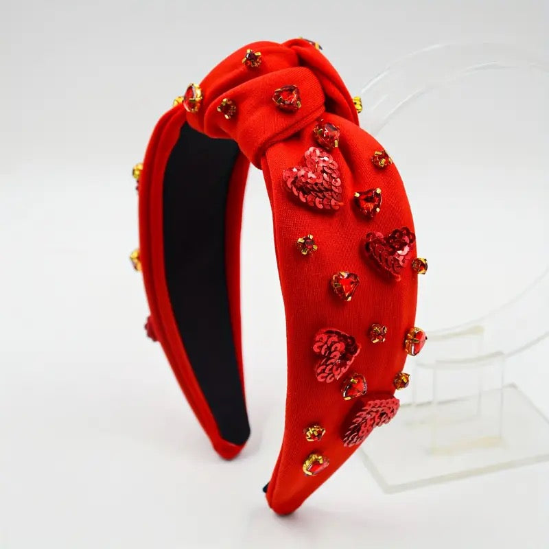 Valentine Jeweled Knotted Headband