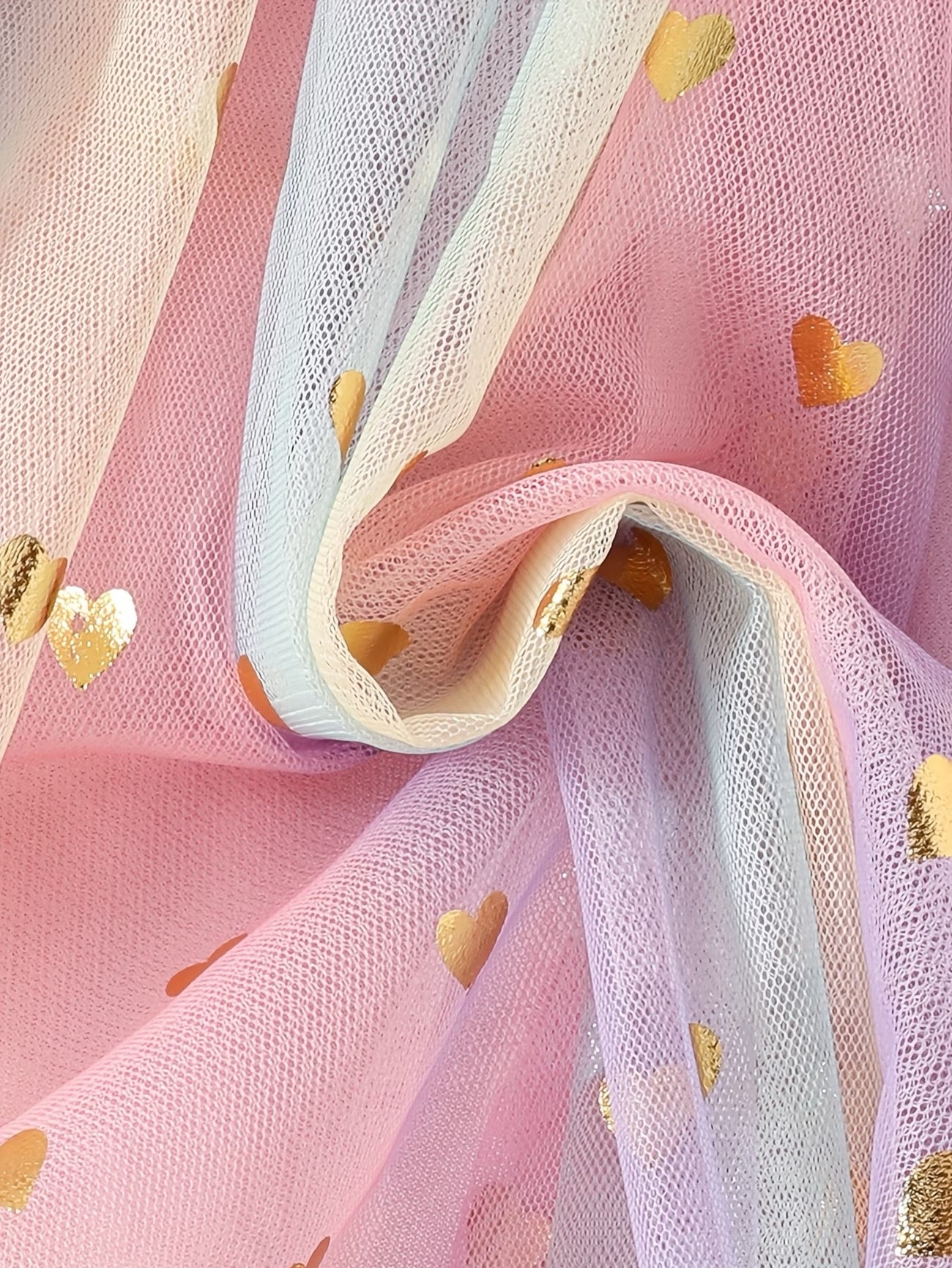 Pastel Rainbow Tutu with Gold Hearts