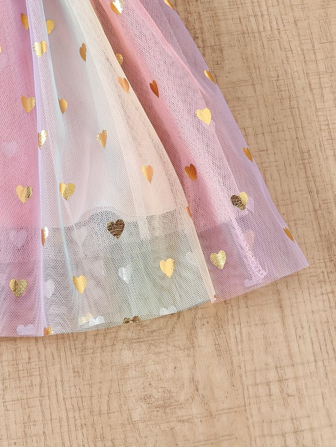 Pastel Rainbow Tutu with Gold Hearts