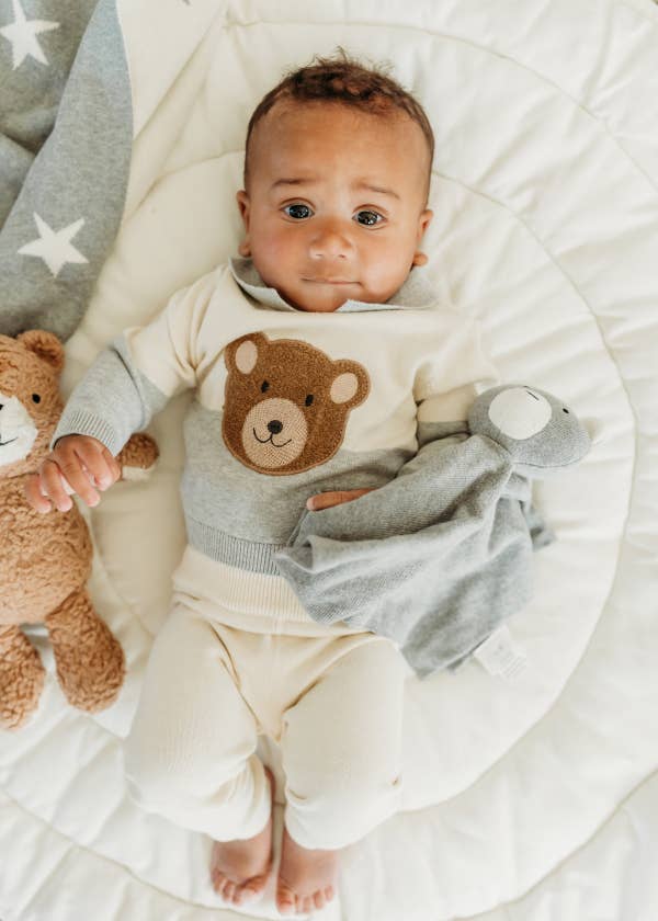 Bear - Organic Baby Lovey Security Blanket Cuddle Cloth
