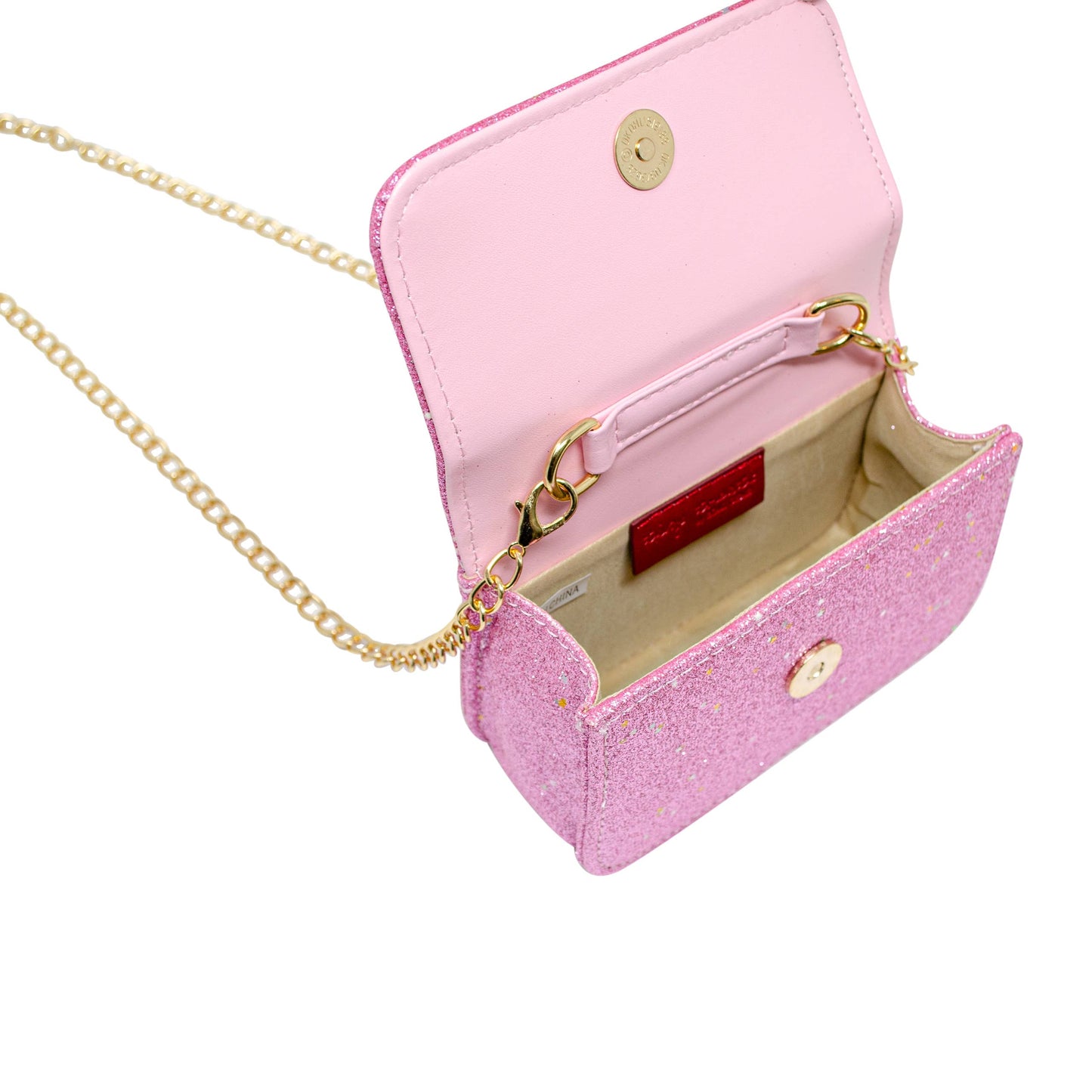 Glitter Pearl Handle Bow Handbag: Pink