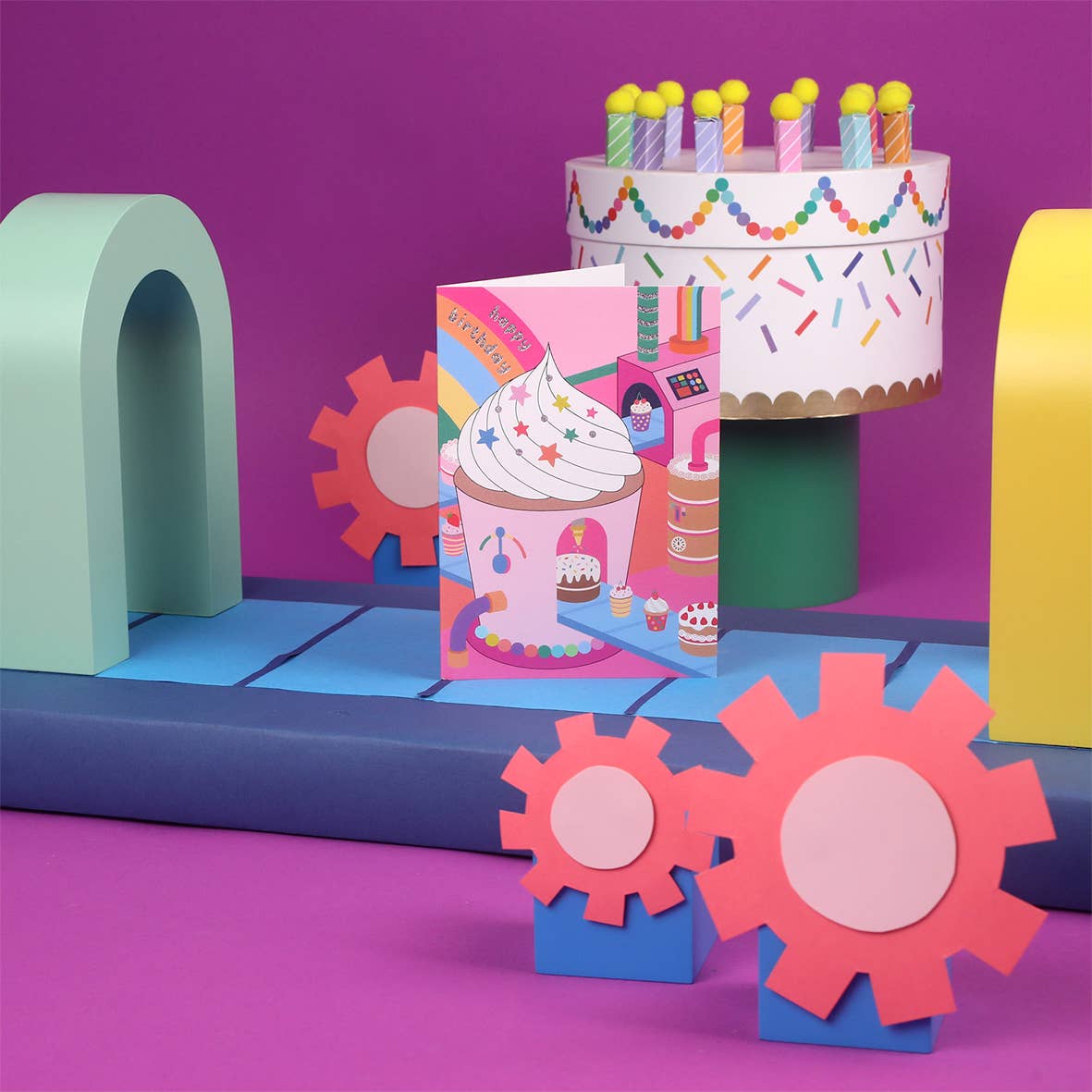 Sprinkles Workshop Birthday Card |  Isometric Cupcake card