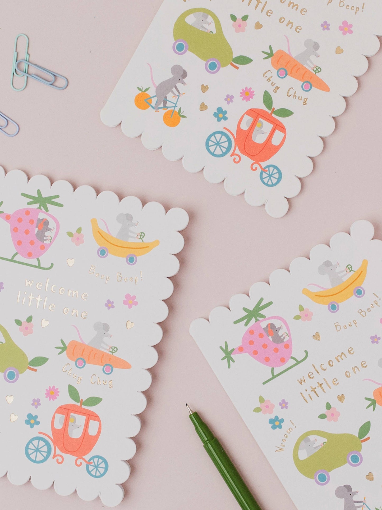 Mice Fruit Dash Welcome Baby Card | New baby card