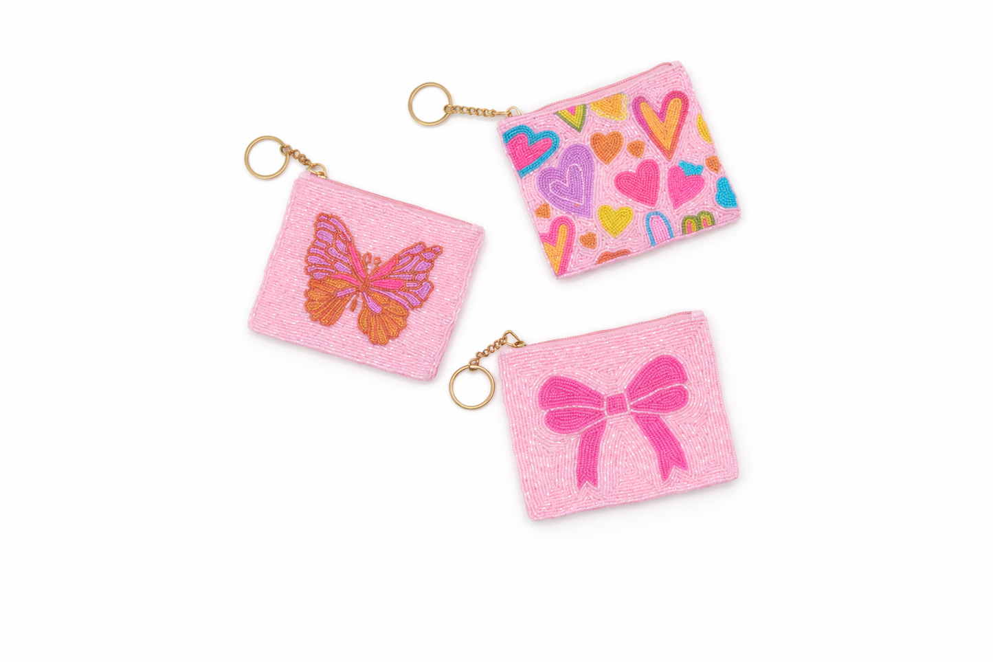 Beaded Zip Pouch Wallet