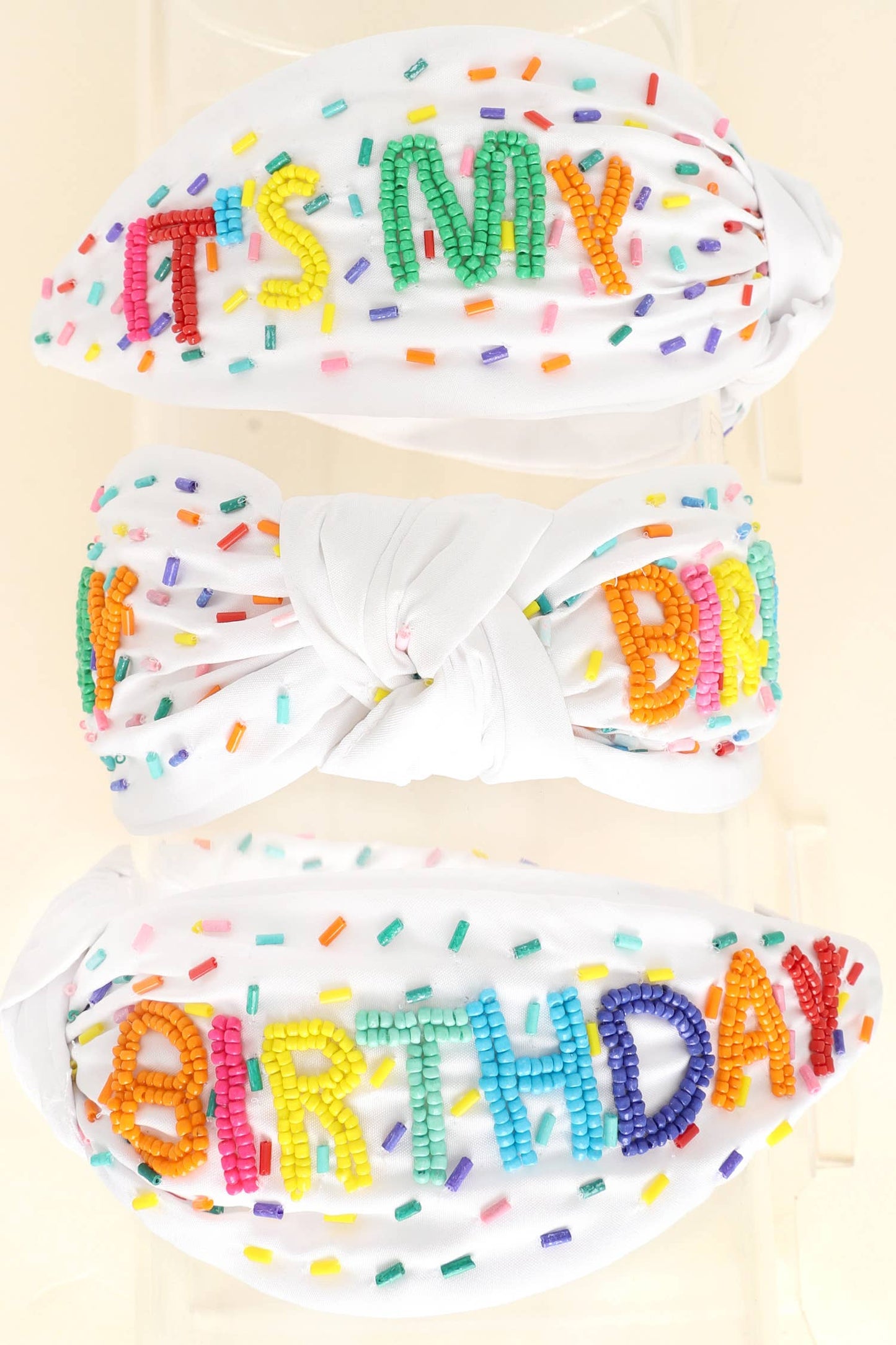 Its My Birthday Embroidered Top Knotted Headband