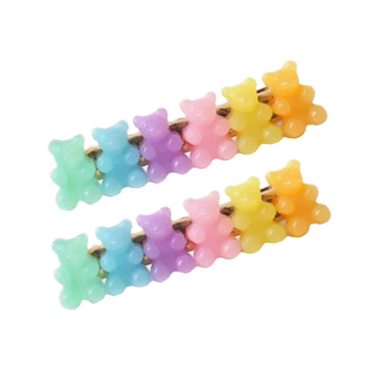 Girls Trend Pastel Gummy Bear Hair Clips Barrettes