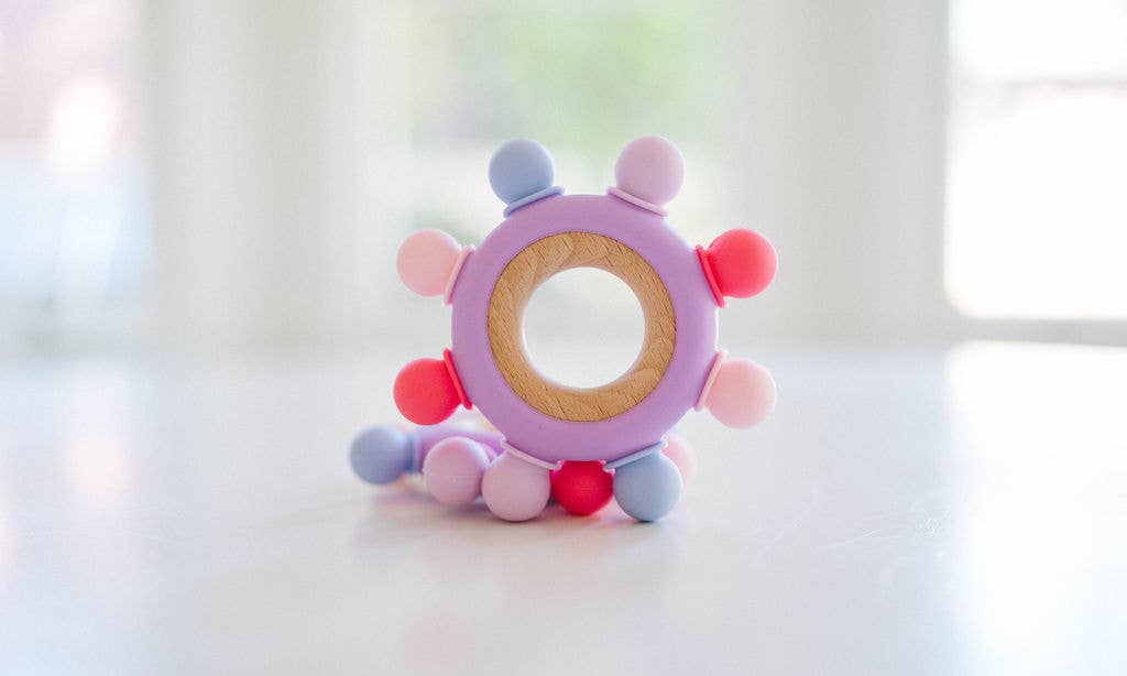 Captains Wheel Wood + Silicone Baby Teething Toy: Mountain