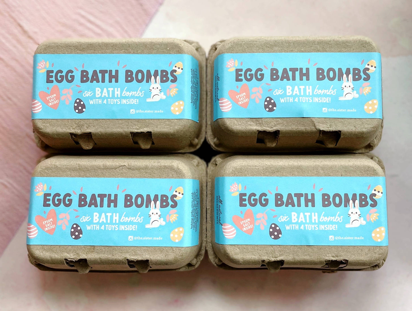 Easter Egg Bath Bomb - 6 pack - with hidden toys