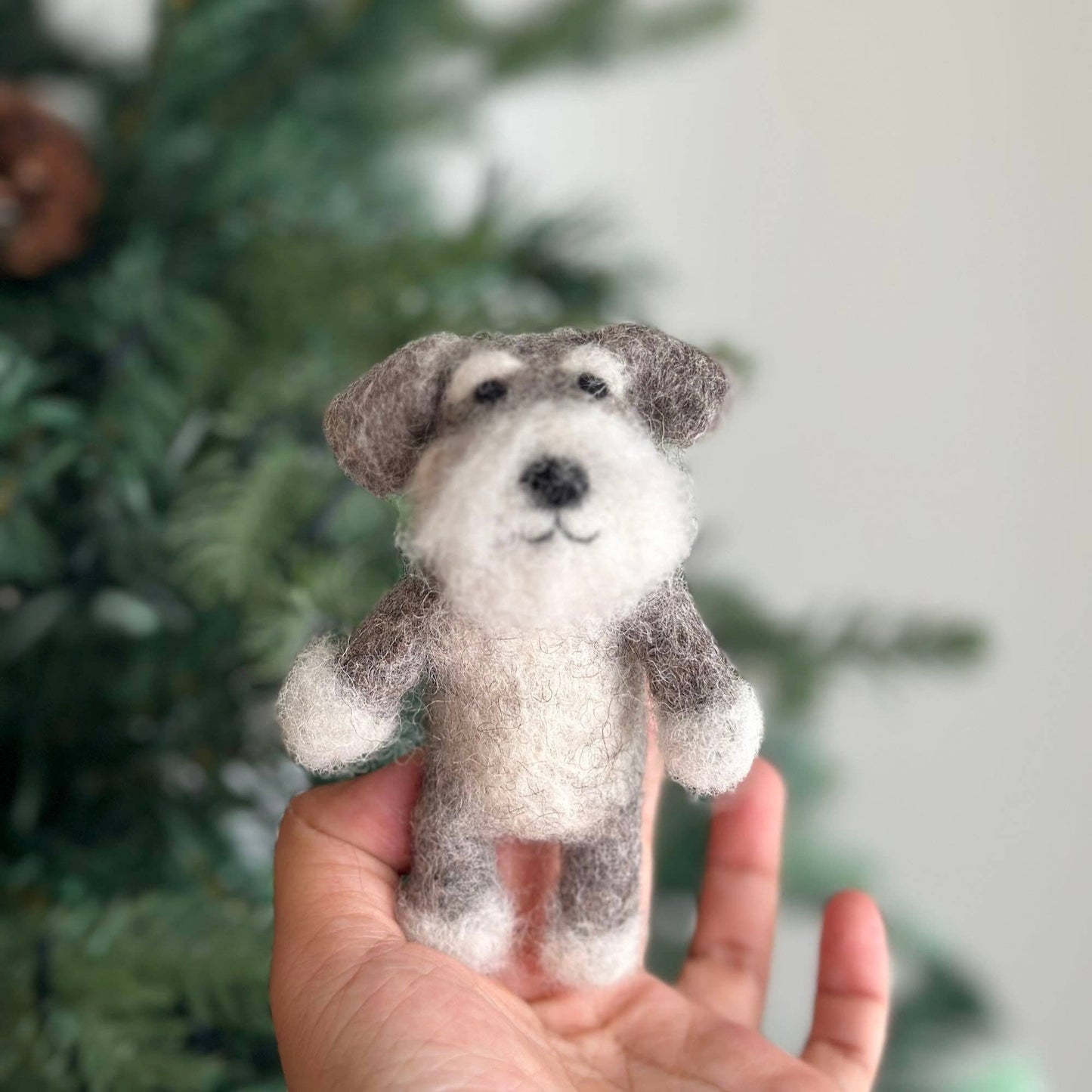 Felt Schnauzer Dog Finger Puppet