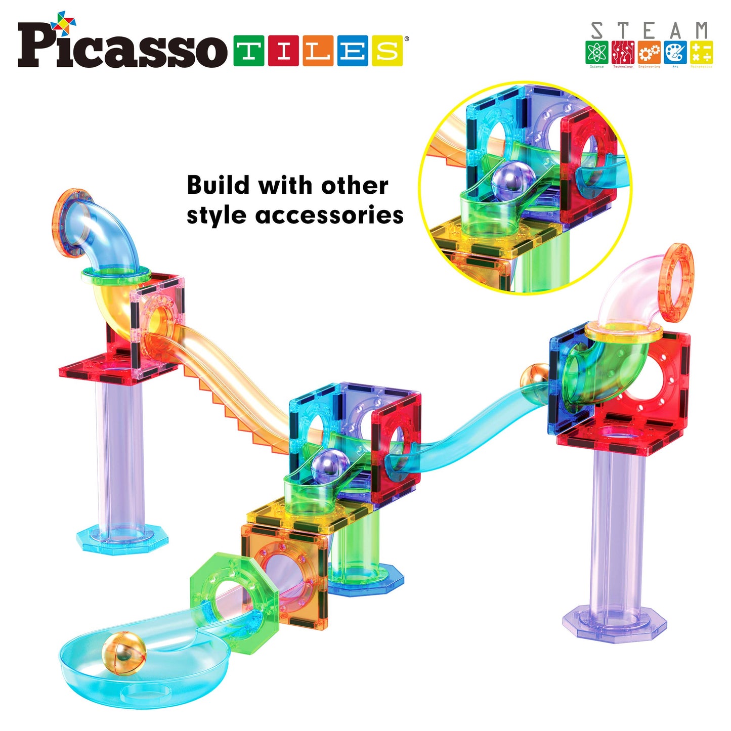 15pc Magnetic Marble Run Add-On Expansion Pack PTG01