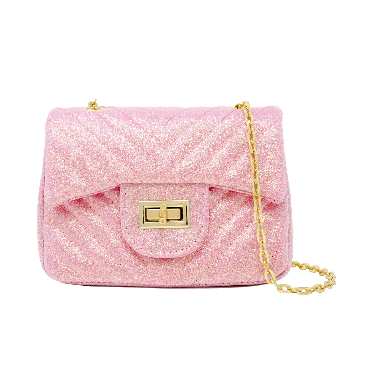 Classic Glitter Wave Handbag: Pink