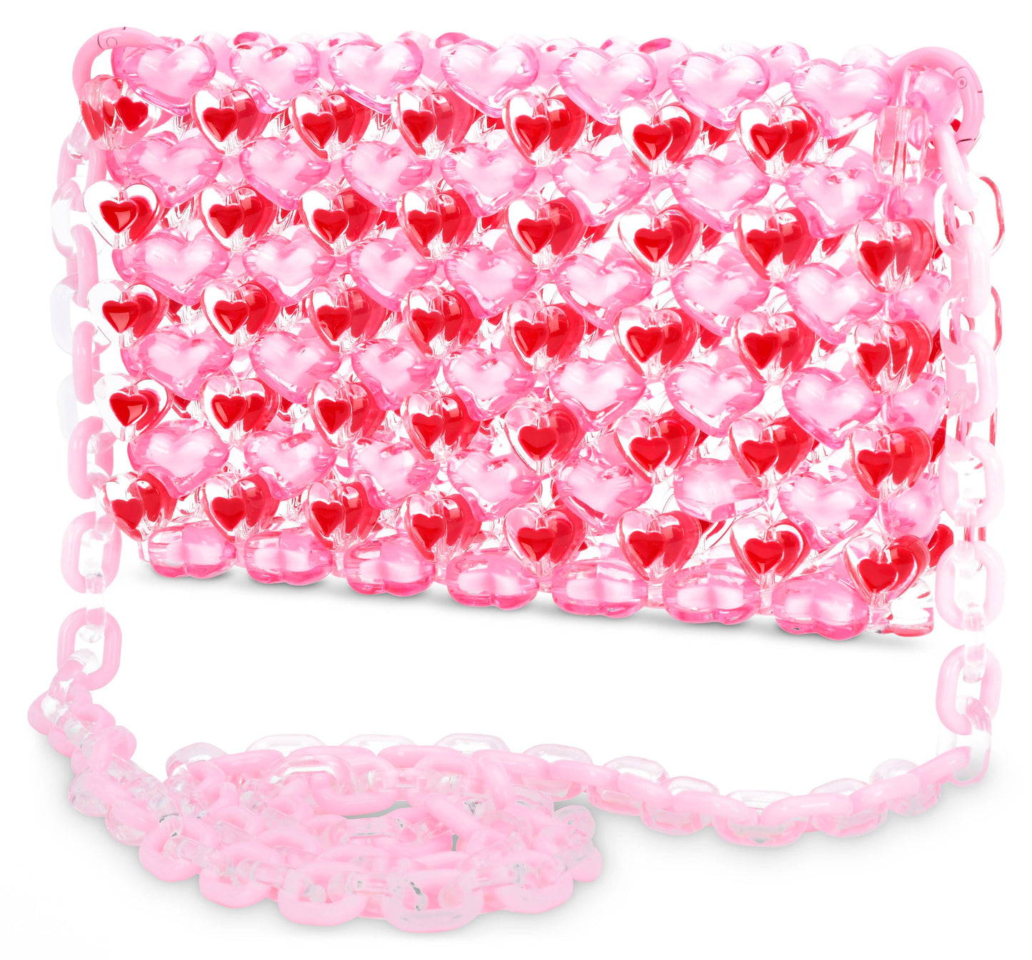 Pink Hearts Beaded Bag