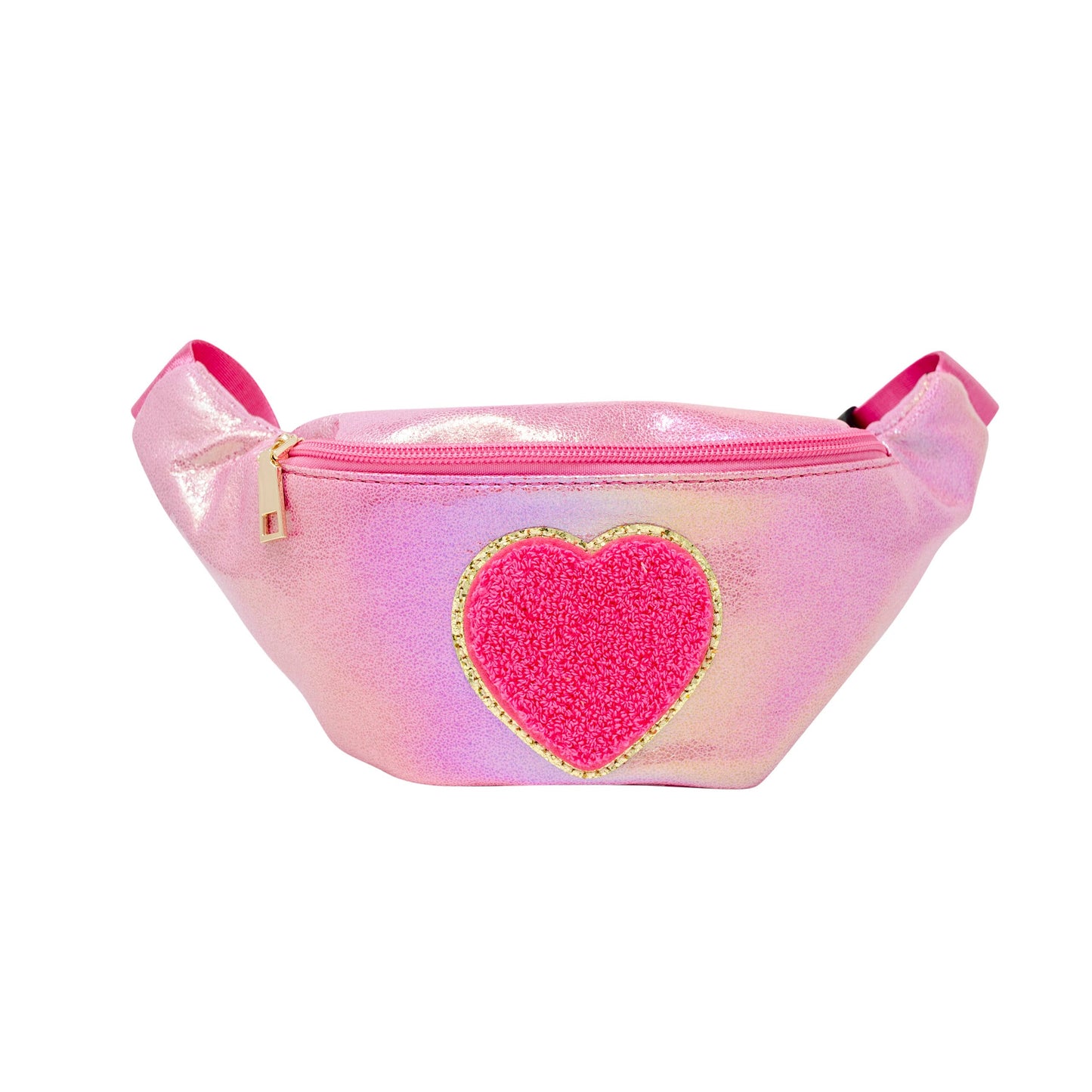 Shiny Heart Patch Sling Bag: Pink