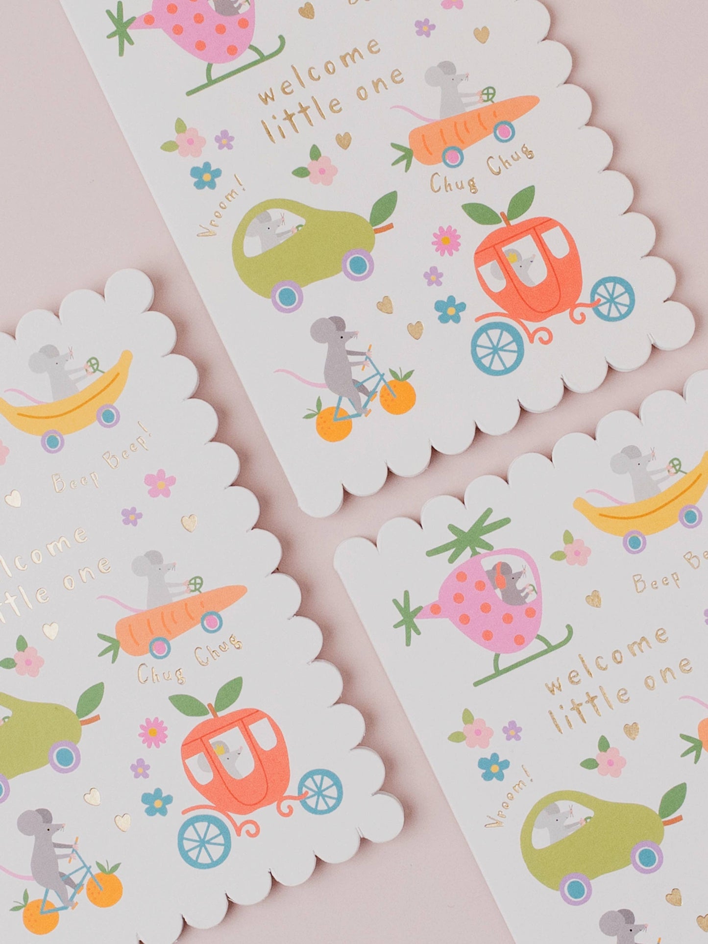 Mice Fruit Dash Welcome Baby Card | New baby card