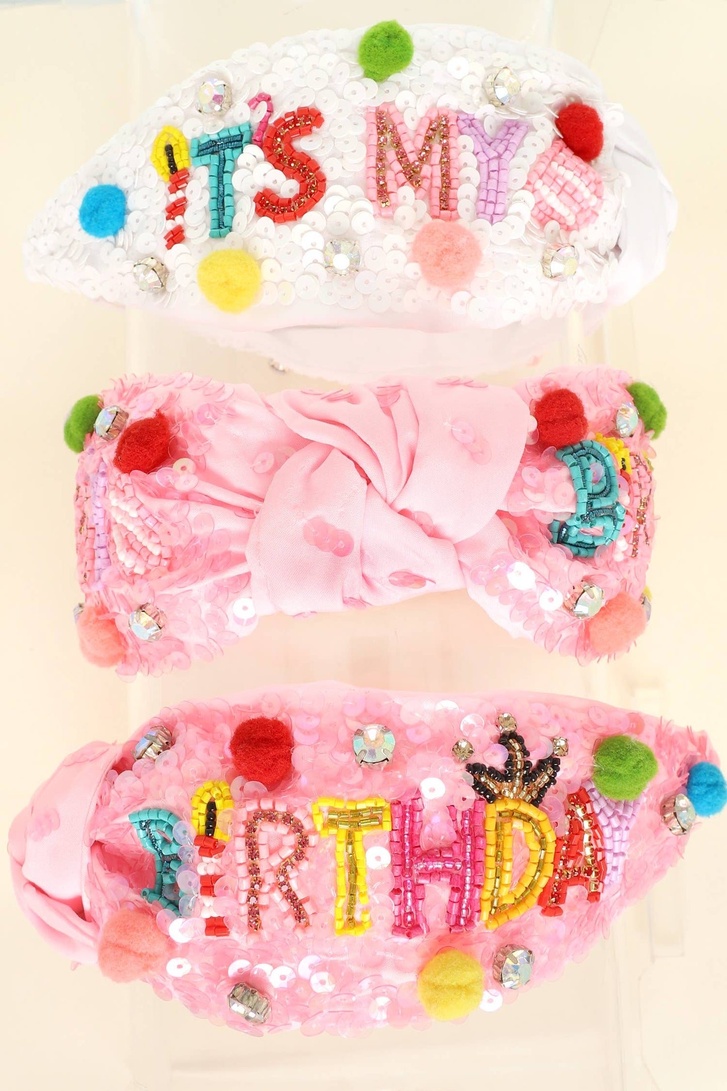 It's my Birthday Embroidered Top Knotted Headband