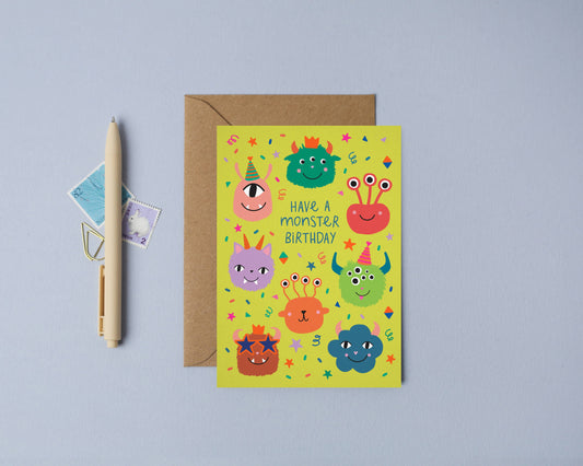 Party Monster Card | Birthday Card | Kid's Birthday Card